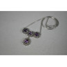 925 Sterling Silver Purple Tourmaline & Colorless Spinel Necklace Italy