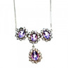 925 Sterling Silver Purple Tourmaline & Colorless Spinel Necklace Italy