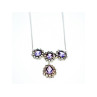 925 Sterling Silver Purple Tourmaline & Colorless Spinel Necklace Italy