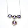 925 Sterling Silver Purple Tourmaline & Colorless Spinel Necklace Italy