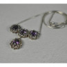925 Sterling Silver Purple Tourmaline & Colorless Spinel Necklace Italy
