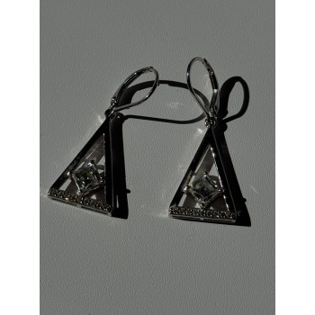 925 Sterling Silver Tycoon Cz Earrings Length 1.45 inch