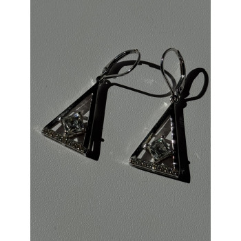 925 Sterling Silver Tycoon Cz Earrings Length 1.45 inch