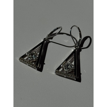 925 Sterling Silver Tycoon Cz Earrings Length 1.45 inch