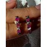925 Sterling Silver Gold Plated Ruby & Diamond Earrings Length 0.77 inch