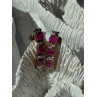 925 Sterling Silver Gold Plated Ruby & Diamond Earrings Length 0.77 inch