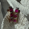 925 Sterling Silver Gold Plated Ruby & Diamond Earrings Length 0.77 Inch