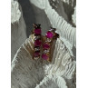 925 Sterling Silver Gold Plated Ruby & Diamond Earrings Length 0.77 inch
