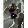 925 Sterling Silver Amethyst Heart & Marcasite Earrings Length 0.90 inch