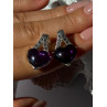 925 Sterling Silver Amethyst Heart & Marcasite Earrings Length 0.90 inch