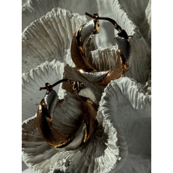 Beautiful 3 Color Gold Plated 925 Sterling Silver Earrings Length 1 inch