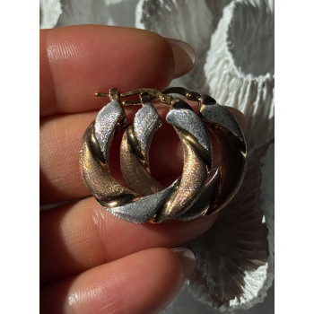 Beautiful 3 Color Gold Plated 925 Sterling Silver Earrings Length 1 inch