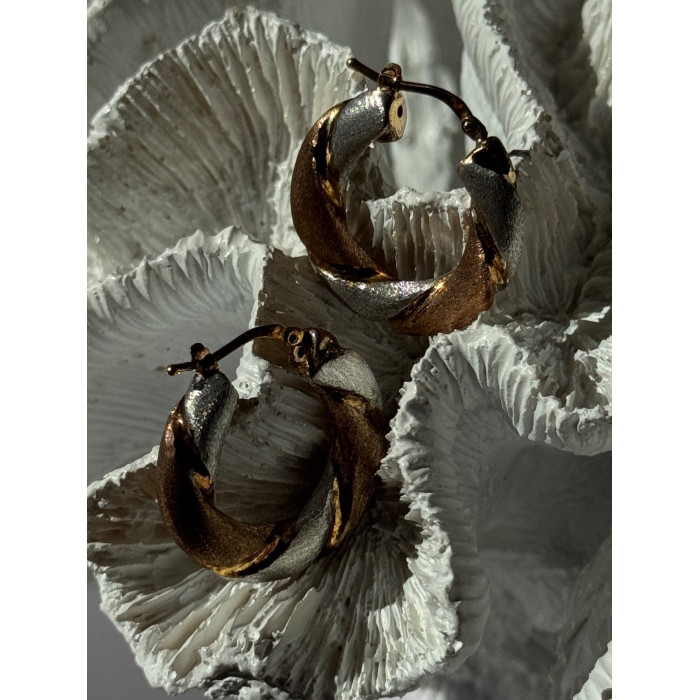 Beautiful 3 Color Gold Plated 925 Sterling Silver Earrings Length 1 inch