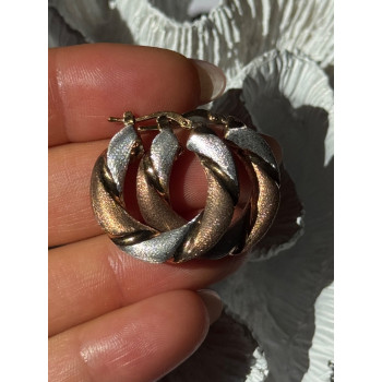 Beautiful 3 Color Gold Plated 925 Sterling Silver Earrings Length 1 inch