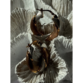 Beautiful 3 Color Gold Plated 925 Sterling Silver Earrings Length 1 inch