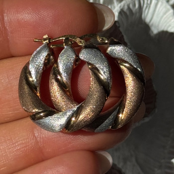 Beautiful 3 Color Gold Plated 925 Sterling Silver Earrings Length 1 Inch