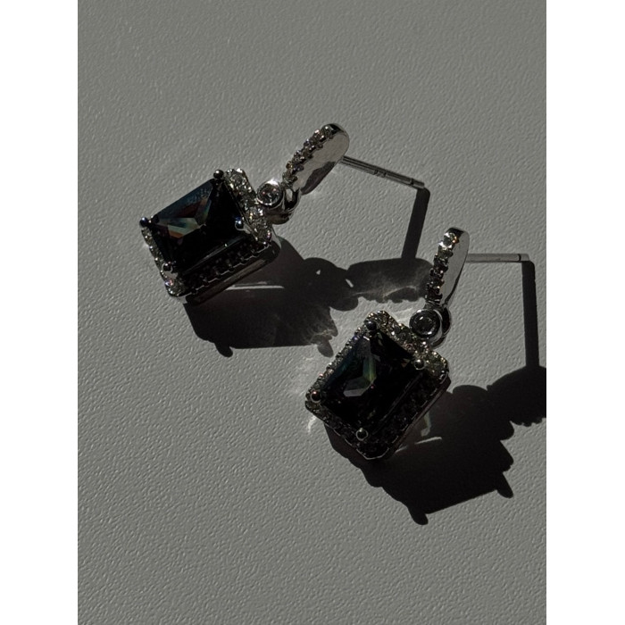 Shiny 925 Sterling Silver Alexandrite & Crystal Earrings