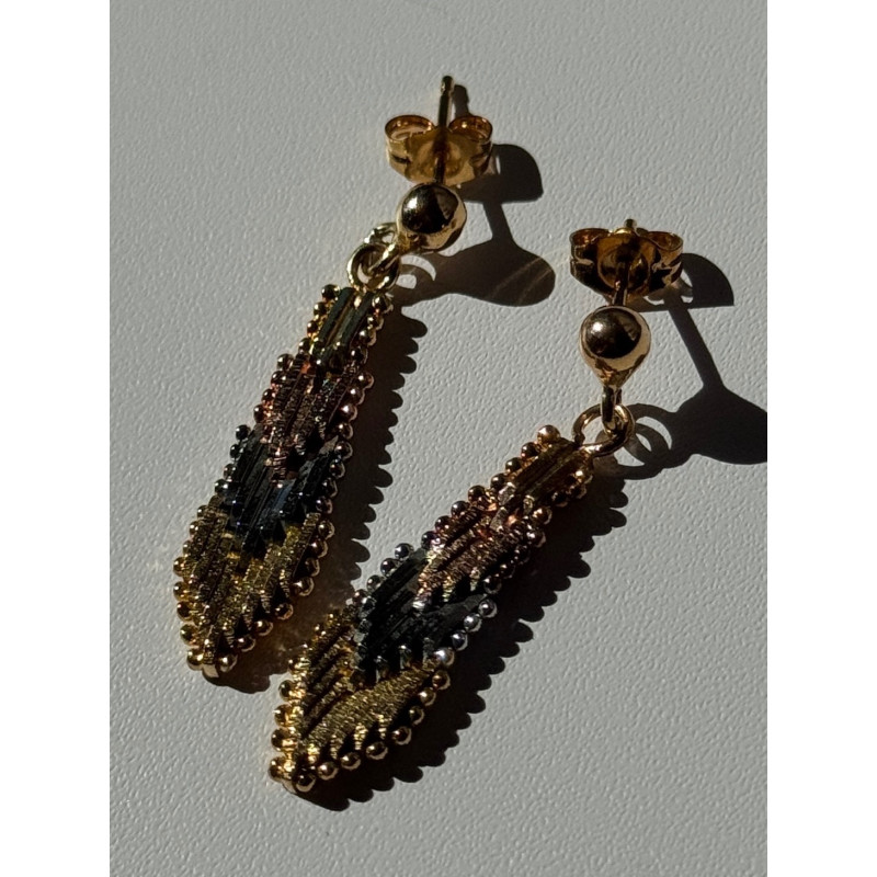 925 Sterling Silver 3 Colors Gold Plated Italy Earrings