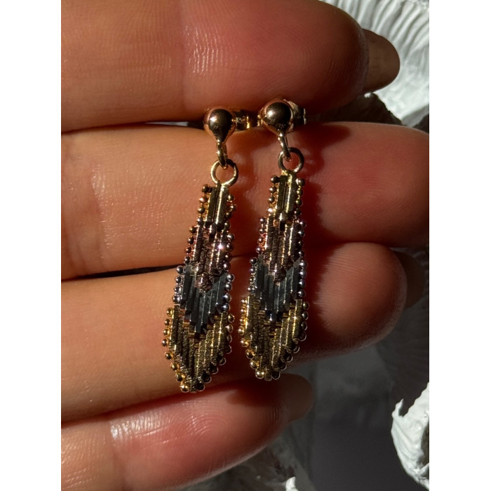 925 Sterling Silver 3 Colors Gold Plated Italy Earrings