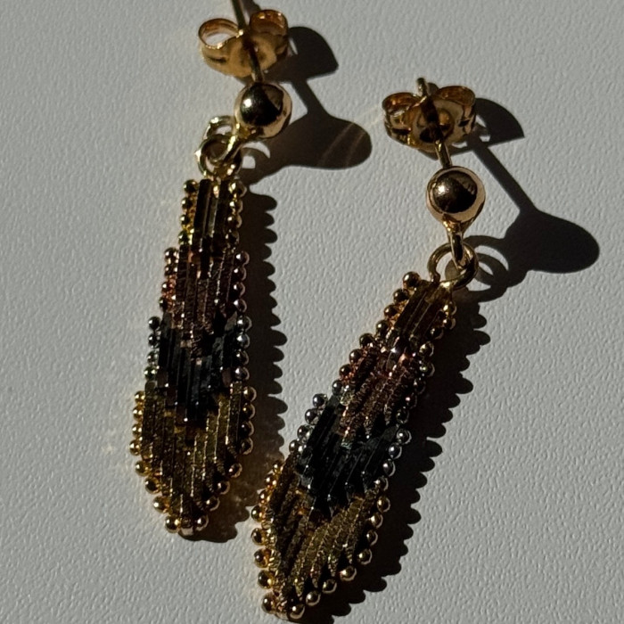 925 Sterling Silver 3 Colors Gold Plated Italy Earrings