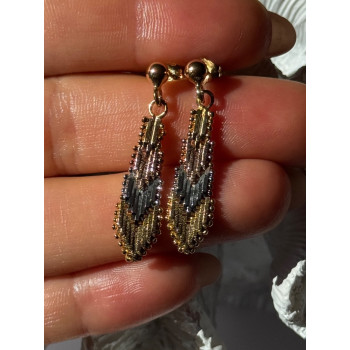 925 Sterling Silver 3 Colors Gold Plated Italy Earrings