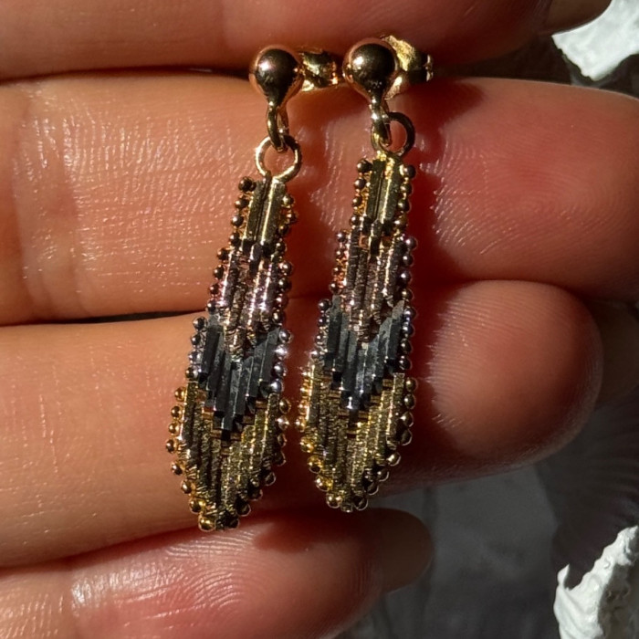 925 Sterling Silver 3 Colors Gold Plated Italy Earrings