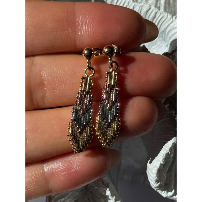 925 Sterling Silver 3 Colors Gold Plated Italy Earrings