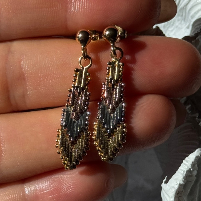 925 Sterling Silver 3 Colors Gold Plated Italy Earrings