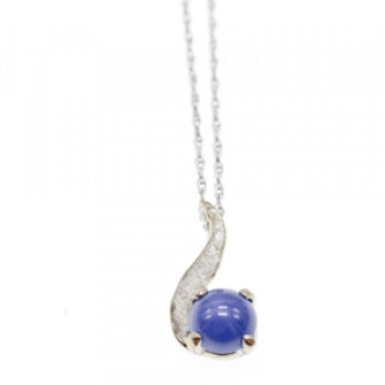 14K White Gold Sapphire Blue Star Chain With Pendant