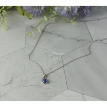 14K White Gold Sapphire Blue Star Chain With Pendant