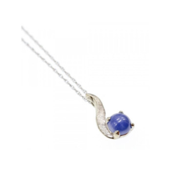 14K WHITE GOLD SAPPHIRE BLUE STAR CHAIN WITH PENDANT