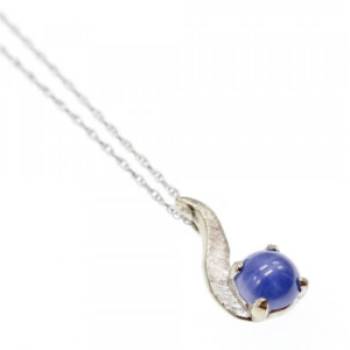 14K White Gold Sapphire Blue Star Chain With Pendant