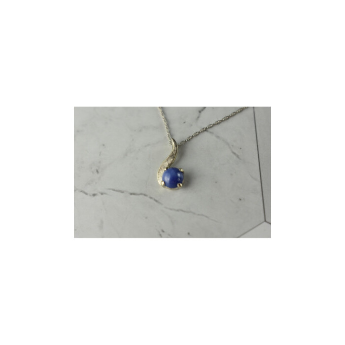 14K WHITE GOLD SAPPHIRE BLUE STAR CHAIN WITH PENDANT