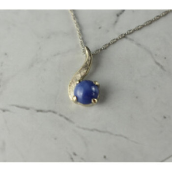 14K White Gold Sapphire Blue Star Chain With Pendant