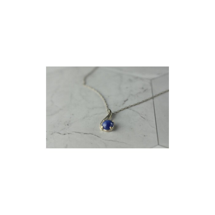 14K WHITE GOLD SAPPHIRE BLUE STAR CHAIN WITH PENDANT