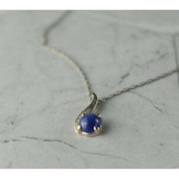 14K White Gold Sapphire Blue Star Chain With Pendant