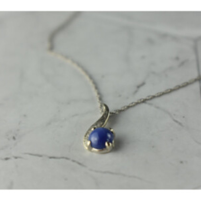 14K White Gold Sapphire Blue Star Chain With Pendant