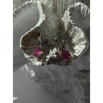925 Sterling Silver Ruby & Beryl Earrings