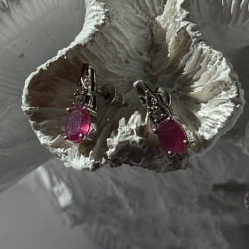 925 Sterling Silver Ruby & Beryl Earrings