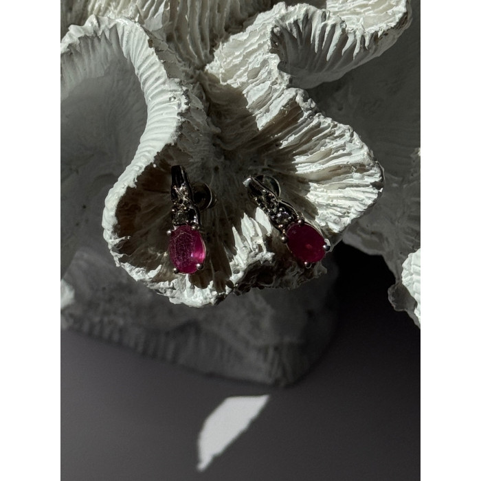 925 Sterling Silver Ruby & Beryl Earrings