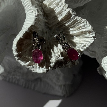 925 Sterling Silver Ruby & Beryl Earrings