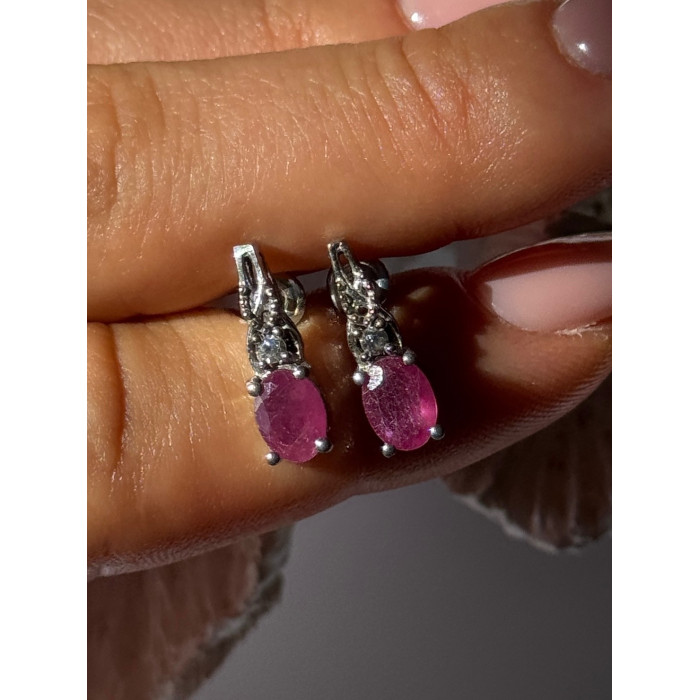 925 Sterling Silver Ruby & Beryl Earrings