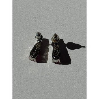 925 Sterling Silver Ruby & Beryl Earrings