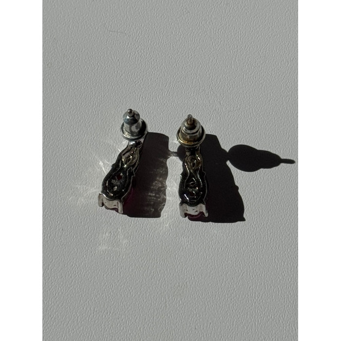 925 Sterling Silver Ruby & Beryl Earrings