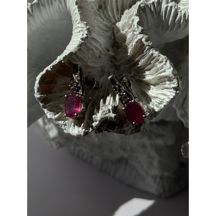 925 Sterling Silver Ruby & Beryl Earrings
