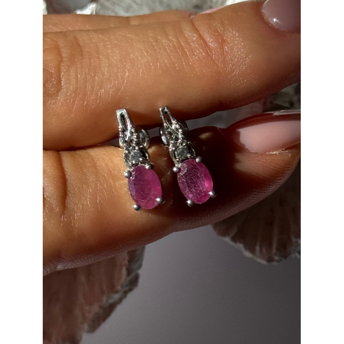 925 Sterling Silver Ruby & Beryl Earrings