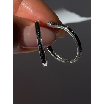 925 Sterling Silver Onyx Hoop Earrings