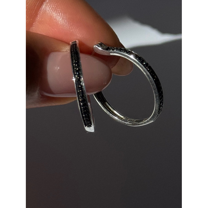 925 Sterling Silver Onyx Hoop Earrings