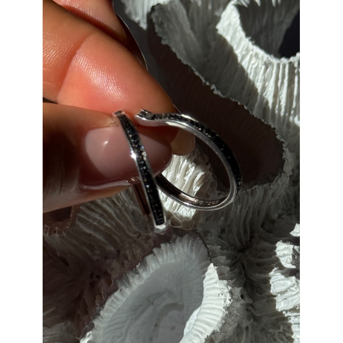 925 Sterling Silver Onyx Hoop Earrings