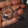 925 Sterling Silver Amethyst Earrings Length 2.10 Inch